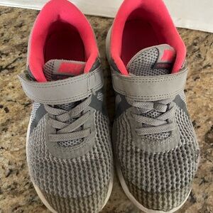 Nike Kids Gray and Pink Sneakers Revolution 4 size 12 little kid